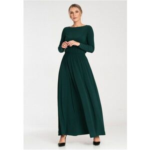 Rochie lunga verde - cu maneci lungi - poliester - imagine