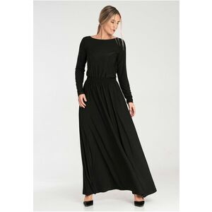 Rochie lunga - model M1052 - maneci lungi - neagra - poliester-elastan imagine