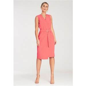 Rochie midi cu centura - poliester imagine