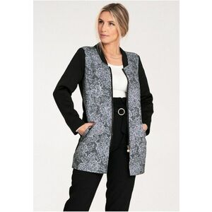 Palton dama M1062 - negru - design modern - guler ridicat - material textil cu motiv floral imagine