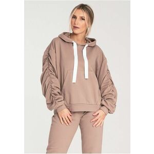 Hanorac dama - M1055 - maneci largi - bej - bumbac imagine