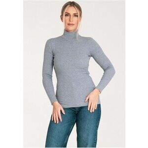 Bluza dama pe gat - Bumbac/Elastan - Gri imagine