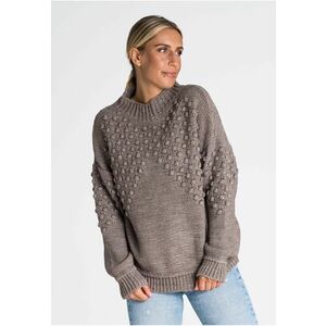 Pulover oversize dama - model M982 - 85% acril - 15% nailon - culoare maro - imagine