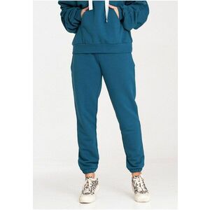 Pantaloni dama model M1056 - bumbac - albastru - talie elastica - imagine