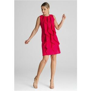 Rochie trapez M1002 - rosu - cu volane - 65% poliester - 35% viscoza imagine