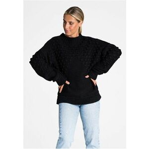 Pulover oversize dama - model M982 - negru - acril 85% - nailon 15% - imagine