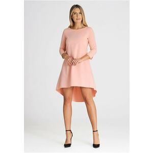 Rochie asimetrica - maneca 3/4 - roz - poliester imagine