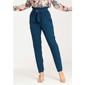 Pantaloni dama eleganti - talie inalta - albastru - poliester imagine
