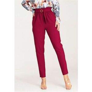 Pantaloni dama eleganti - talie inalta - rosu - poliester - imagine