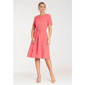 Rochie midi A-line - eleganta - coral - poliester imagine