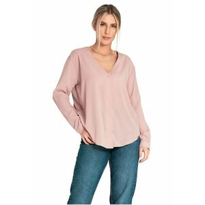 Bluza eleganta de vara - cu decolteu in V - roz - poliester si elastan imagine