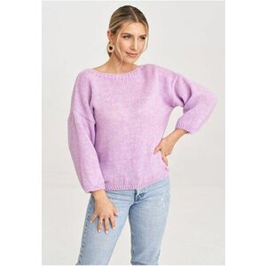 Pulover dama M993 - violet - croiala clasica - detaliu decorativ - amestec acril - poliester - lana - nylon - imagine