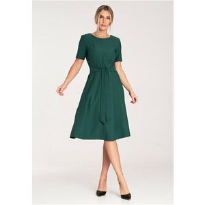 Rochie midi A-line - eleganta - verde - poliester imagine