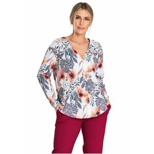 Bluza eleganta model cu decolteu in V - maneci lungi - multicolor - poliester-elastan imagine