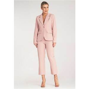 Set elegant dama - jacheta si pantaloni - roz pudrat - poliester-elastan - imagine