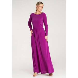 Rochie maxi - fucsia - maneci lungi - poliester imagine