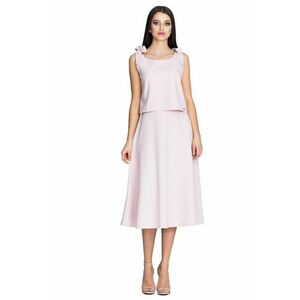 Set fusta si bluza cu bretele - fusta evazata - roz imagine