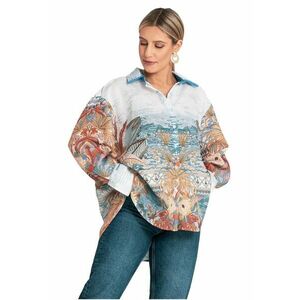 Camasa oversize multicolor - imprimeu original - poliester - imagine