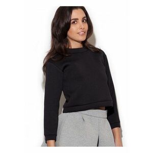 Bluza dama scurta - maneci lungi - neagra - poliester - imagine