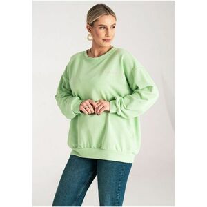 Hanorac de dama larg - verde - broderie - bumbac/poliester - imagine