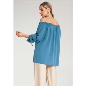 Bluza Boho dama - Poliester/Elastan - Albastru - imagine