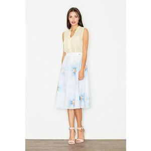 Fusta midi M495 - florala - albastra - poliester 100% imagine