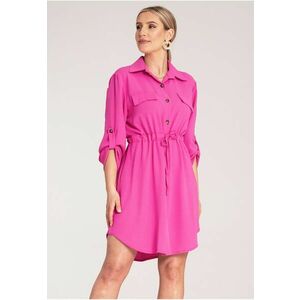 Rochie camasa dama - fucsia - poliester - imagine