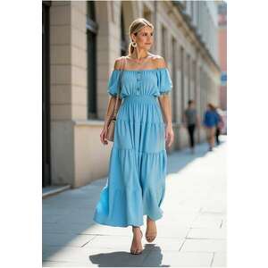 Rochie lunga - poliester - albastra - de vara - imagine