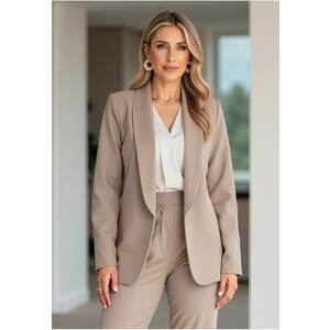 Sacou dama - jacheta eleganta - bej inchis - material de calitate - imagine
