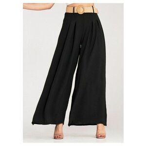 Pantaloni dama negri - eleganti - cu curea - poliester - imagine