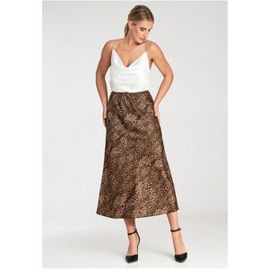 Fusta midi leopard - poliester - multicolor - model M1087 - imagine