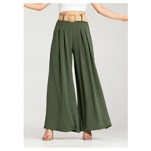 Pantaloni dama - verzi - cu curea - poliester - imagine