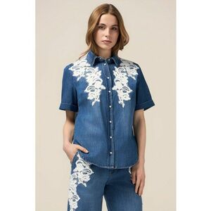 Camasa din denim cu aplicatie din dantela imagine
