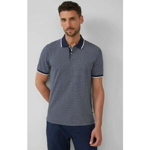 Tricou polo barbati cu imprimeu cu frunze de palmier - Regular Fit - Bleumarin inchis imagine