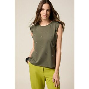 Bluza cu maneci cu volane si aplicatii de strasuri imagine
