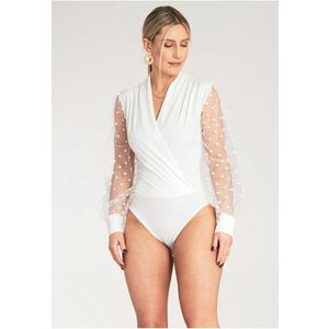 Body elegant dama - Poliester/Elastan - Alb - imagine