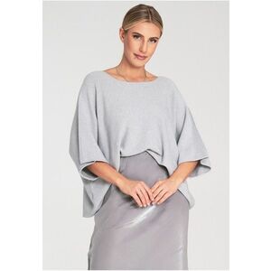 Pulover dama gri - larg - din material moale - pulover supradimensionat - imagine