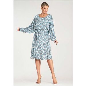 Rochie poliester - albastra - alba - floral - imagine