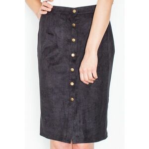 Fusta poliester - neagra - cu nasturi - imagine