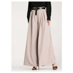 Pantaloni dama eleganti - talie inalta - bej - poliester/elastan - imagine