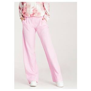 Pantaloni dama - eleganti - talie inalta - roz - poliester/elastan - imagine