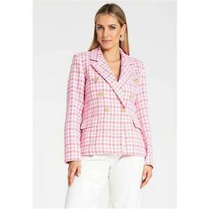 Sacou dama Houndstooth - roz - 75% bumbac - 25% poliester - imagine