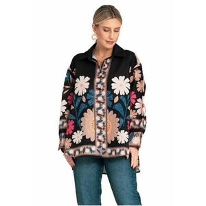 Bluza boho florala - multicolor - asimetrica - poliester - imagine