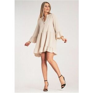 Rochie boho volane - bej - poliester - imagine