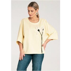 Bluza dama - Floare - Bumbac/Poliamida/Elastan - Galben - imagine