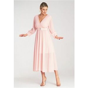 Rochie plisata - roz - primavara - poliester - imagine