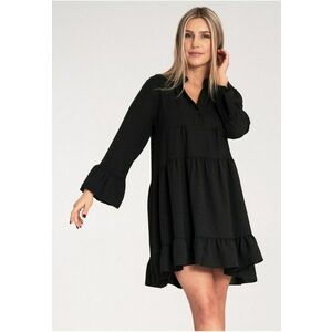 Rochie boho neagra - cu volane - croi lejer - poliester - imagine