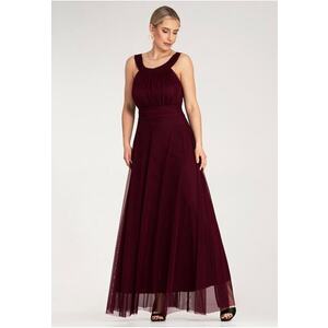 Rochie de seara maxi - rosu - poliester-elastan - imagine