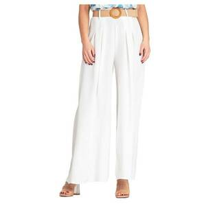 Pantaloni dama - eleganti - alb - poliester - imagine