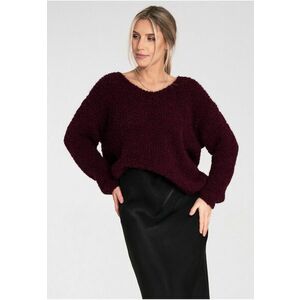 Pulover dama boucle - maneca lunga - bordo - lana de alpaca - imagine